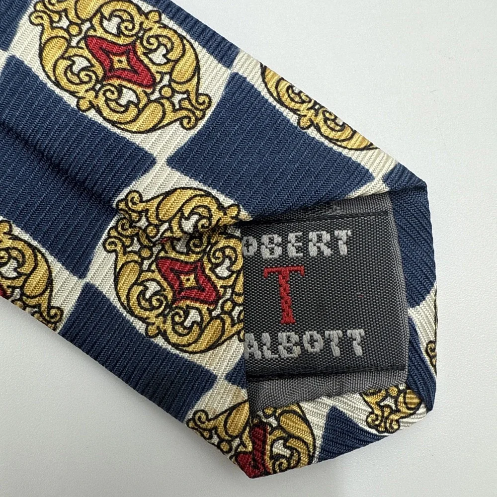 Robert Talbott Best Of Class Nordstrom Tie Blue Gold Heraldic Medalion USA 58